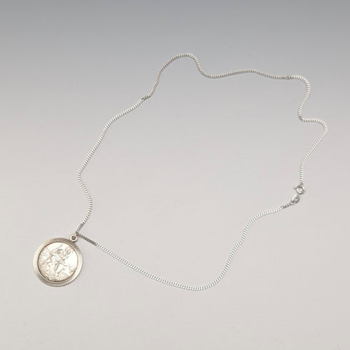 ヴィンテージ 聖クリストファー 純銀製 メダイペンダント③ 純銀ネックレス付 計7.8g