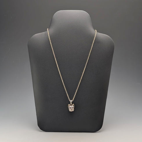 ヴィンテージ ブルドッグヘッド 純銀製ペンダント 純銀ネックレス付 計13.5g