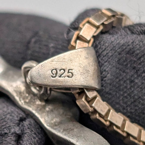 英国ヴィンテージ エレファントヘッド 純銀製ペンダント 純銀金メッキネックレス付 計19g