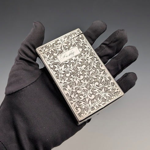 20世紀早期美國古董純銀香菸盒/撲克牌盒,85克