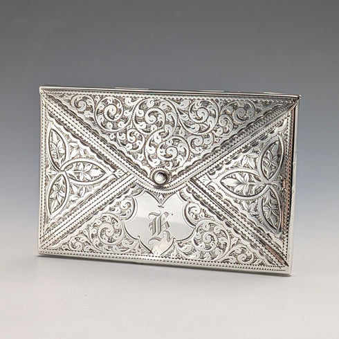 1905年 英国アンティーク 純銀製 封筒型カードケース 52g Adie&Lovekin