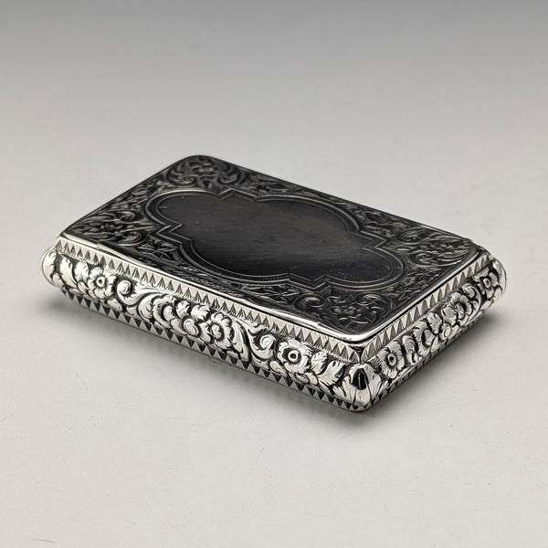 1878 British Antique Sterling Silver Square Snuff Box 50g Hillard&Thomason
