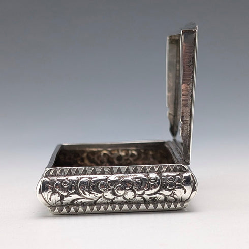1878 British Antique Sterling Silver Square Snuff Box 50g Hillard&Thomason