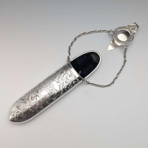 1903 British Antique Sterling Silver Chatelaine Eyeglass Case, 80g, Levi & Salaman