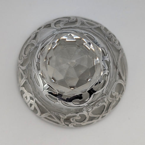 美國新藝術風格古董銀飾小玻璃香水瓶