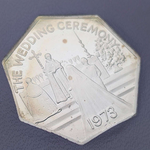 1973年安妮公主婚禮紀念套裝,6枚純銀幣,50克銀,由Ppbjoy Mint Ltd發行
