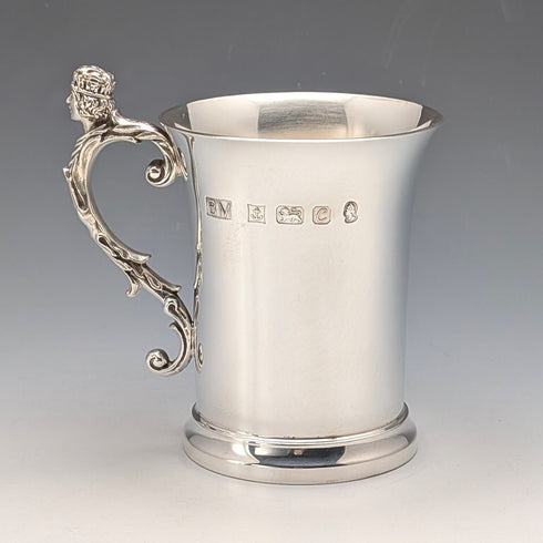 1977年 英国エリザベスⅡ世 戴冠25周年ジュビリー 純銀製マグカップ 302g Birmingham Mint 箱・説明書付き 極美品