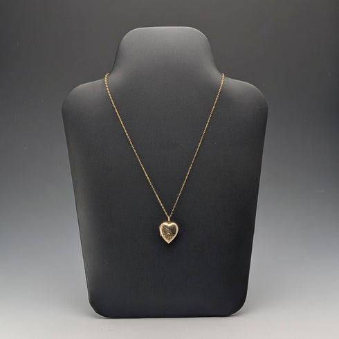 British Vintage 9ct Gold Heart Locket Pendant with RG Necklace