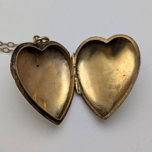 British Vintage 9ct Gold Heart Locket Pendant with RG Necklace