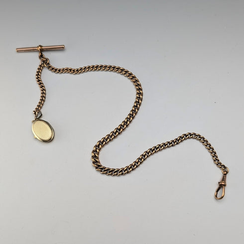 英国アンティーク ロールドゴールド製 アルバートチェーン ロケットフォブ