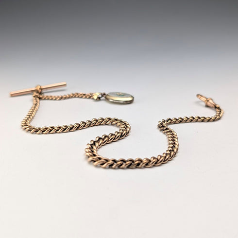 英国アンティーク ロールドゴールド製 アルバートチェーン ロケットフォブ