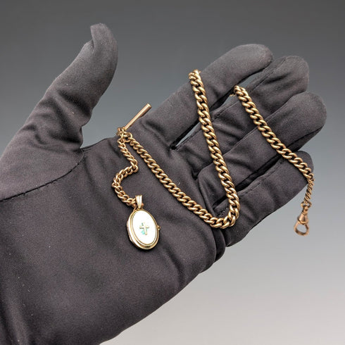 英国アンティーク ロールドゴールド製 アルバートチェーン ロケットフォブ