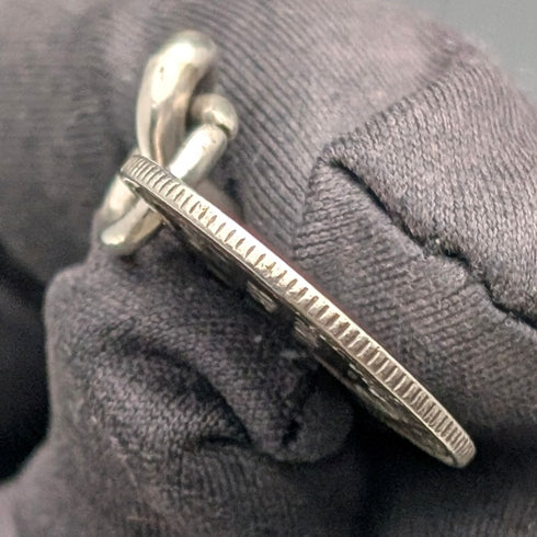 1929年英國古董純銀阿爾伯特鏈,重42克,配英國六便士硬幣吊墜