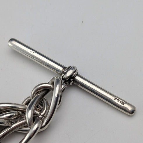 1929年英國古董純銀阿爾伯特鏈,重42克,配英國六便士硬幣吊墜