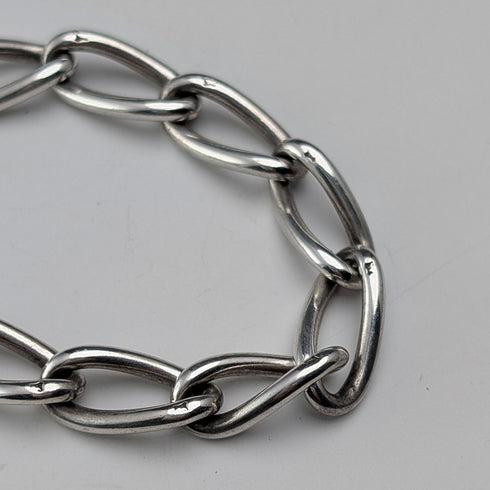 1929年英國古董純銀阿爾伯特鏈,重42克,配英國六便士硬幣吊墜