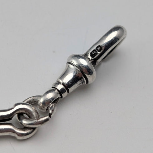 1889年英國古董精美純銀阿爾伯特鏈,45克,配以摩爾福裝飾吊墜