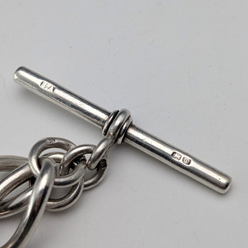 1911年英國古董純銀阿爾伯特鏈,重59克,配南非1先令硬幣吊墜