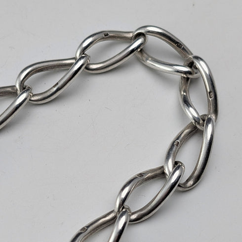 1911年英國古董純銀阿爾伯特鏈,重59克,配南非1先令硬幣吊墜