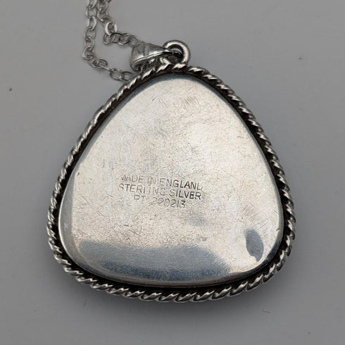 British Vintage Sterling Silver Butterfly Wing Pendant with Sterling Silver Necklace ②