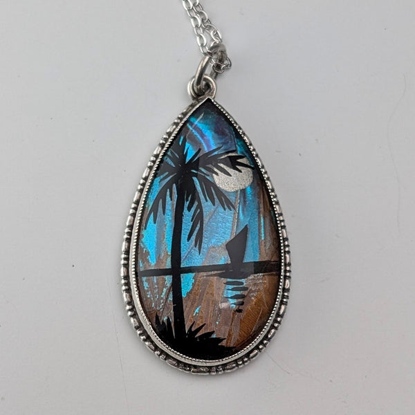 英國復古純銀蝴蝶翅膀吊墜搭配純銀項鍊(3)