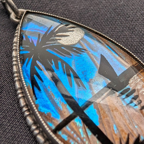 英國復古純銀蝴蝶翅膀吊墜搭配純銀項鍊(3)