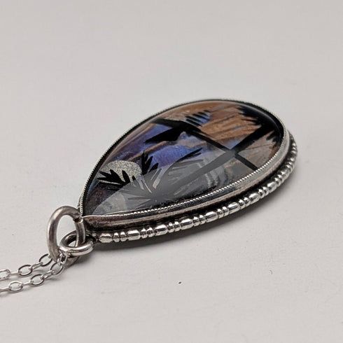 英國復古純銀蝴蝶翅膀吊墜搭配純銀項鍊(3)