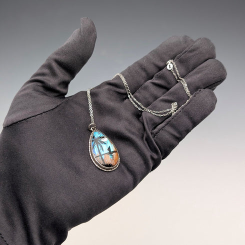 英國復古純銀蝴蝶翅膀吊墜搭配純銀項鍊(3)