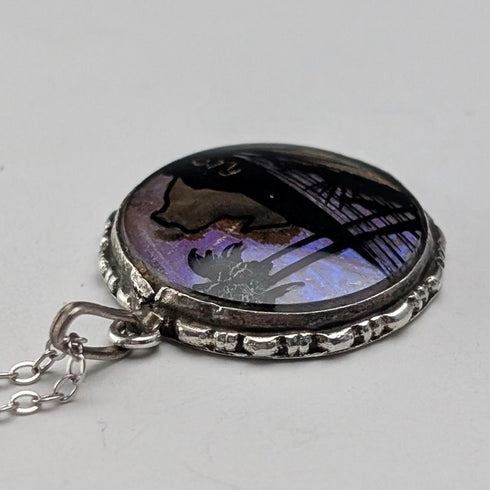 復古純銀蝴蝶翅膀吊墜搭配純銀項鍊(4)