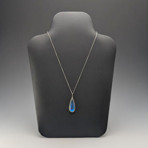 Vintage sterling silver butterfly wing pendant with sterling silver necklace (5)