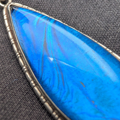 Vintage sterling silver butterfly wing pendant with sterling silver necklace (5)