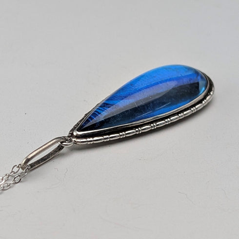 Vintage sterling silver butterfly wing pendant with sterling silver necklace (5)