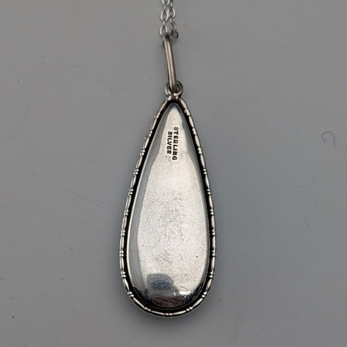 Vintage sterling silver butterfly wing pendant with sterling silver necklace (5)