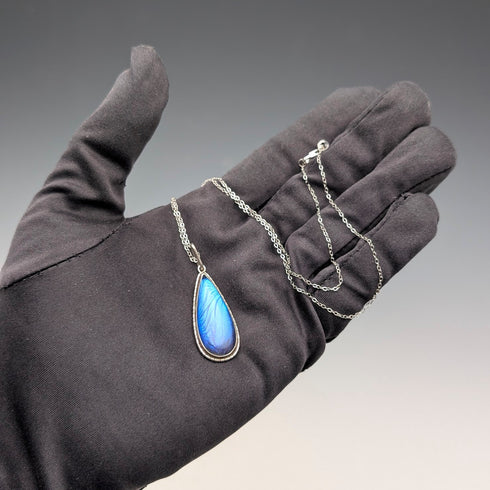 Vintage sterling silver butterfly wing pendant with sterling silver necklace (5)