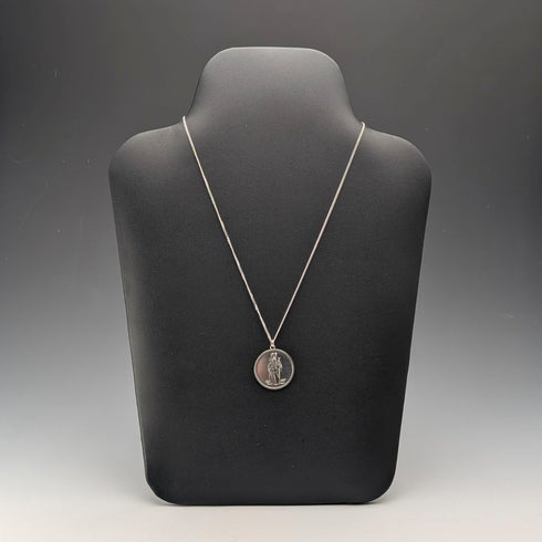 British Vintage Sterling Silver St. Christopher Medal Pendant with Sterling Silver Necklace, 10.3g Total