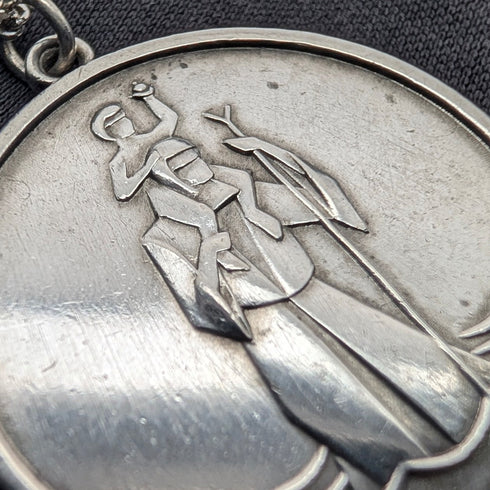 British Vintage Sterling Silver St. Christopher Medal Pendant with Sterling Silver Necklace, 10.3g Total