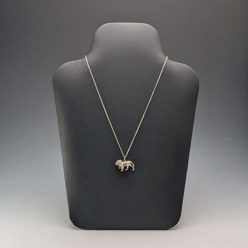 British Vintage Sterling Silver Lion Passant Pendant with Sterling Silver Necklace, 12.7g Total