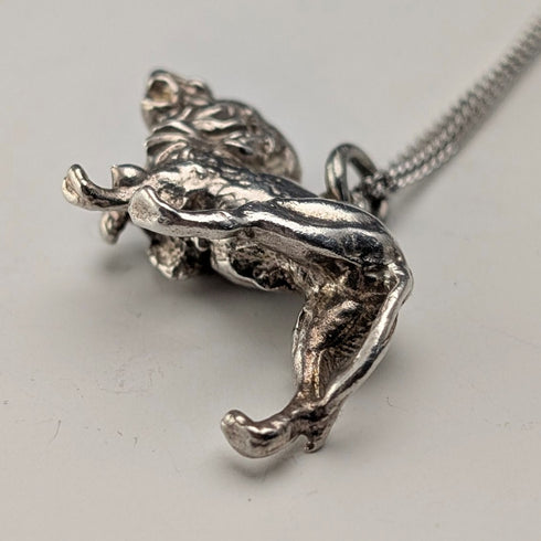 英國復古純銀獅子吊墜,搭配純銀項鍊,總重12.7克