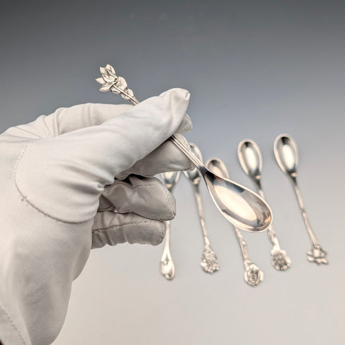 六把20世紀早期荷蘭歐陸銀咖啡勺,總重62克