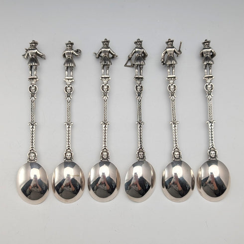 Dutch Vintage Musician Engraved 835 Sterling Silver Spoons (12 pieces, 181g total) in a Case