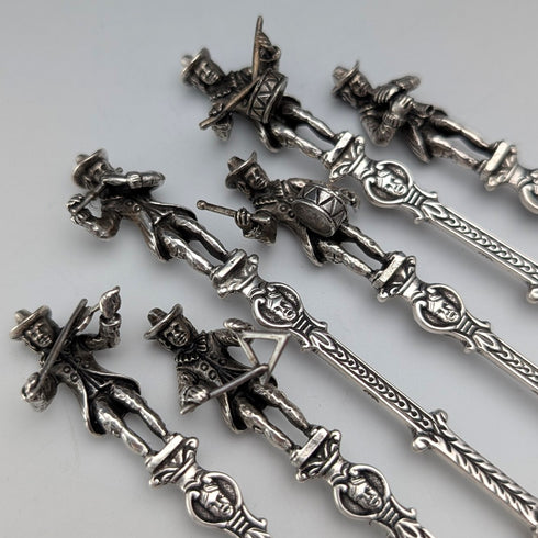 Dutch Vintage Musician Engraved 835 Sterling Silver Spoons (12 pieces, 181g total) in a Case