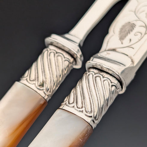 Antique British Mother-of-Pearl Tea Cutlery, 4 Pairs, John Harrison
