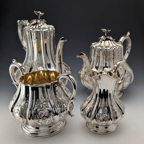 1857 British Antique Silver Plated Tea/Coffee Set, Elkington