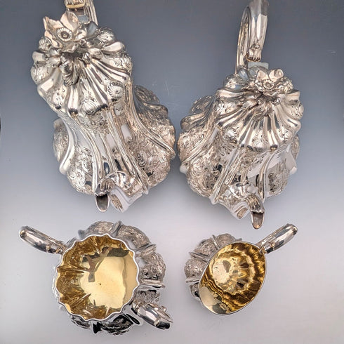 1857 British Antique Silver Plated Tea/Coffee Set, Elkington