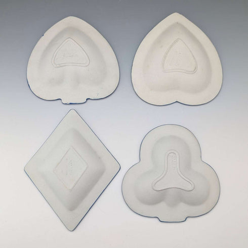 Vintage British Wedgwood Jasperware Playing Card-Shaped Small Plates, Set of 4, Royal Blue