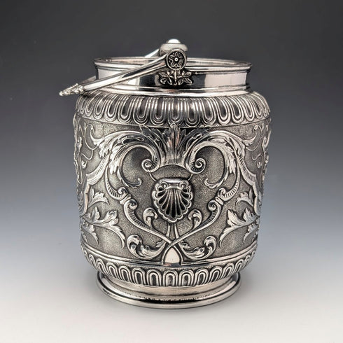 1892年英國詹姆斯迪克森父子公司製造的古董鍍銀餅乾桶