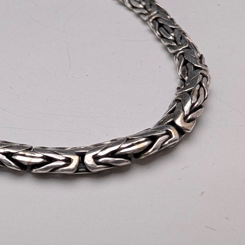 Vintage sterling silver Byzantine chain necklace, 76cm, 35g
