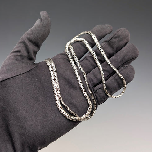 Vintage sterling silver Byzantine chain necklace, 76cm, 35g