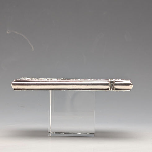 1837年 英国アンティーク 純銀製 透かしフローラル装飾 カードケース 80g Nathaniel Mills