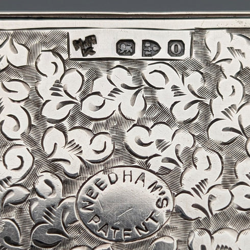 1897年英國古董純銀滑動卡片盒,重84克,HW King & Son出品