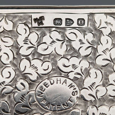 1897年英國古董純銀滑動卡片盒,重84克,HW King & Son出品